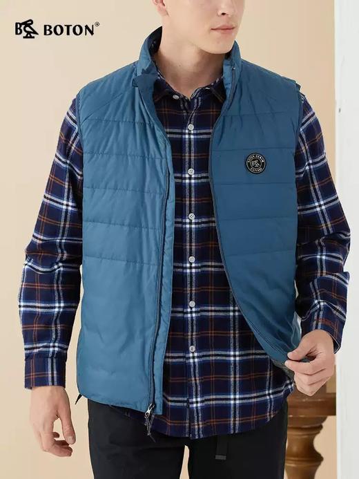 波顿秋冬季高端男士蓝色羽绒马甲保暖坎肩上衣MC810522 商品图1