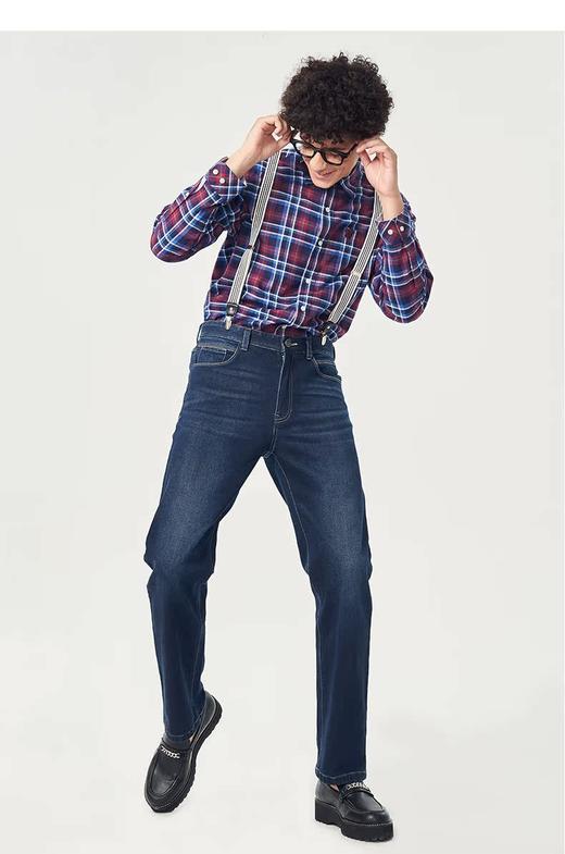 波顿年水洗浅蓝牛仔裤男士韩版直筒高端潮品牌百搭长裤子ME723320 商品图3