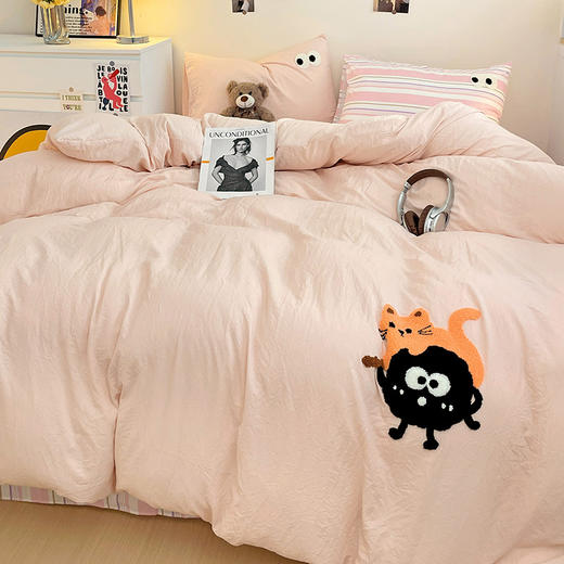 A类婴幼儿级水洗棉四件套床品可爱毛巾绣纯棉三件套床单被套4件套 商品图13