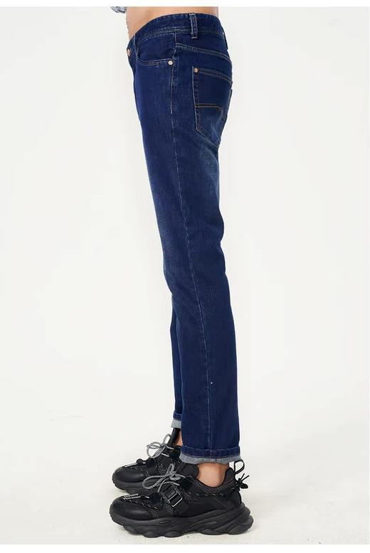 波顿秋冬季厚牛仔裤男士直筒修身高端品牌弹力小脚长裤子ME728320 商品图3