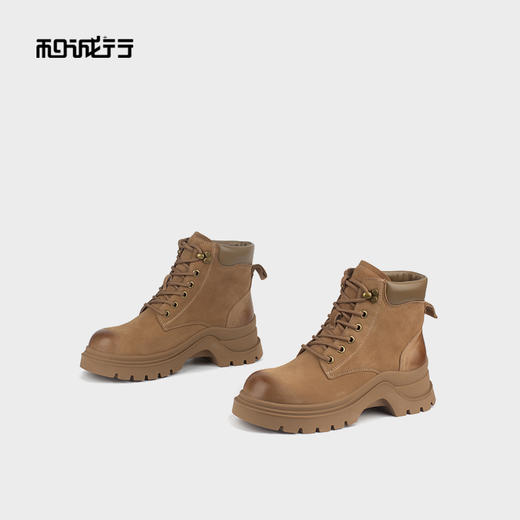 和诚行 2024秋冬新款百搭英伦风厚底短靴女复古时尚马丁靴2020012 商品图2