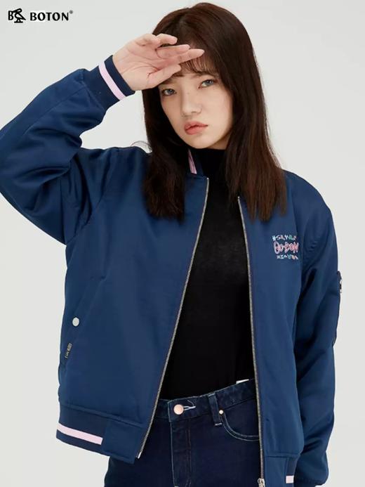 波顿春秋季女士棒球棉服潮流时尚休闲印花短外套棉袄LJ598321 商品图4