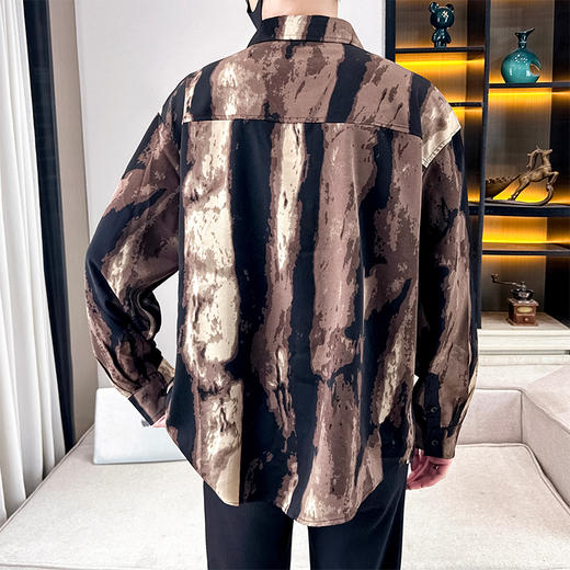 【特大码】【新款DH】大依优型大码男装长袖花衬衫休闲潮流开衫纽扣翻领衬衣 商品图7