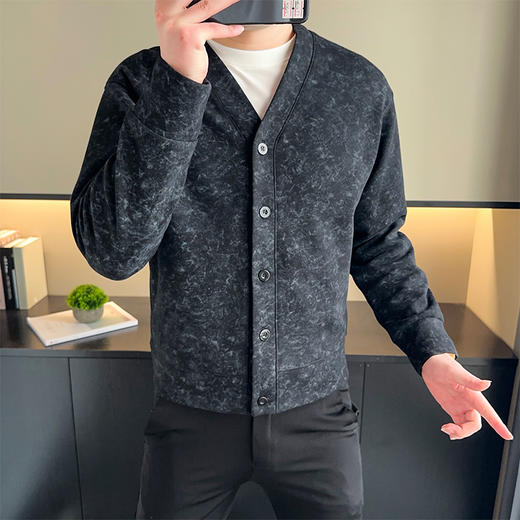 【新款DH】大依优型大码男装休闲潮流开衫纽扣V领夹克外套 商品图1