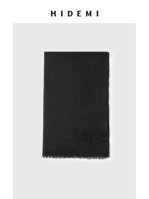 HIDEMI 进口绵羊毛皮标款长款大围巾 深雾霾灰蓝/勃艮第酒红/黑色 商品图12