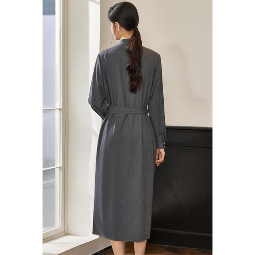 【书香衬衫裙】米思阳2026春季新款高级灰衬衫裙本部腰带优雅显气质连衣裙3926 商品图3
