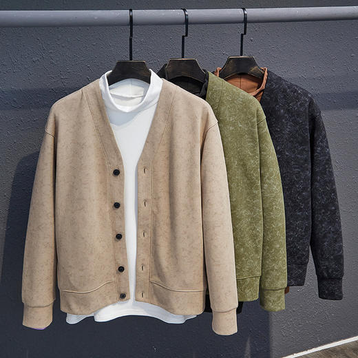 【新款DH】大依优型大码男装休闲潮流开衫纽扣V领夹克外套 商品图9