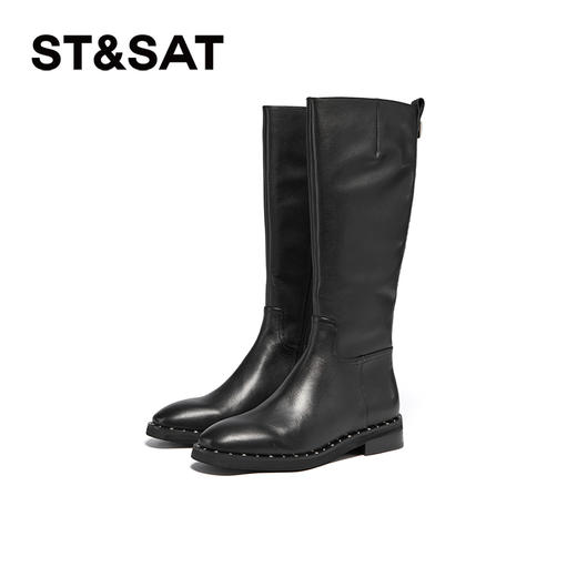 【绒里可选】星期六经典百搭铆钉沿边长筒加绒显瘦骑士靴SSC4117370/SSC4119370 商品图5