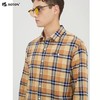 波顿春秋季长袖黄蓝色格子衬衫男士长绒棉磨毛保暖衬衣MS609321 商品缩略图4