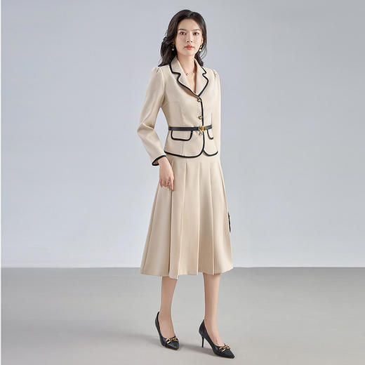 【高货wl】全新升级【铂金会员367/天猫499/差价132】(03555) 洛诗琳时尚减龄套装女秋季百搭修身短外套半身裙子两件套 商品图1