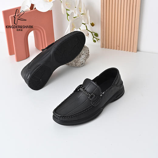 经典鲨2024年秋季新款男士一脚蹬平底休闲鞋正装商务皮鞋KW269-D33111 商品图5