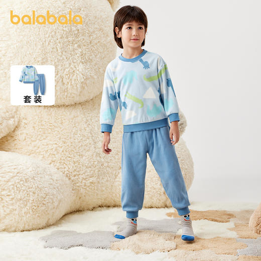 巴拉巴拉童装儿童套装冬季加厚摇粒绒小童家居服宝宝睡衣萌趣外出 商品图2