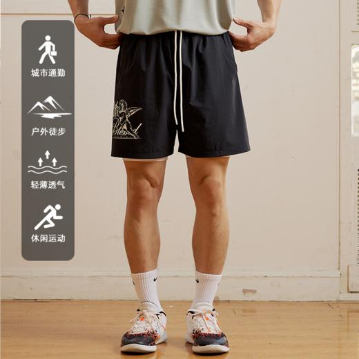 2024祈愿天使印花主题弹力轻薄运动休闲四五分篮球短裤男 商品图2