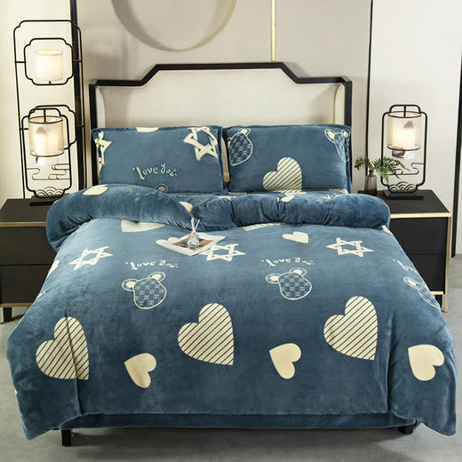 冬季【a类加厚牛奶绒四件套】牛奶绒被罩床单三件套机洗 中老年床单套装被套 商品图6