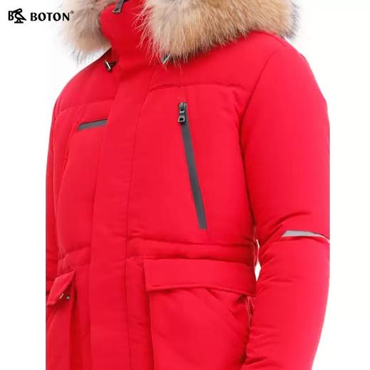 波顿冬季男士中长羽绒服红黑两色连帽白鸭绒品牌高端保暖MC767519 商品图3