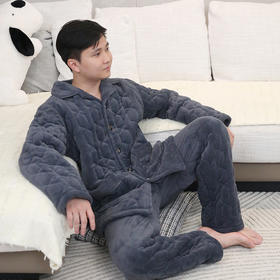 【199元1套】秋冬男士夹棉家居服开衫套装-2243240