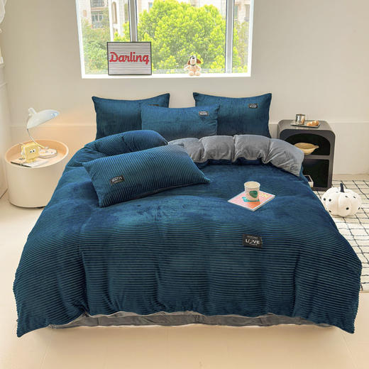 【A类牛奶魔法绒四件套】冬季保暖加厚双面纯色被套 珊瑚绒ins床笠三件套  商品图13