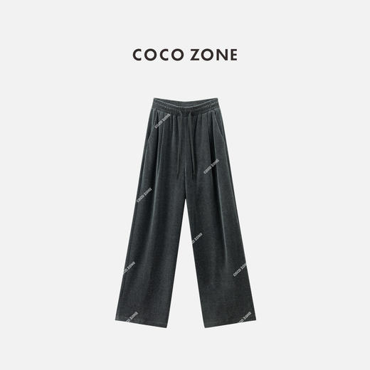 COCO ZONE 复古松紧腰休闲裤百搭显瘦直筒阔腿裤CC1C1742 商品图0