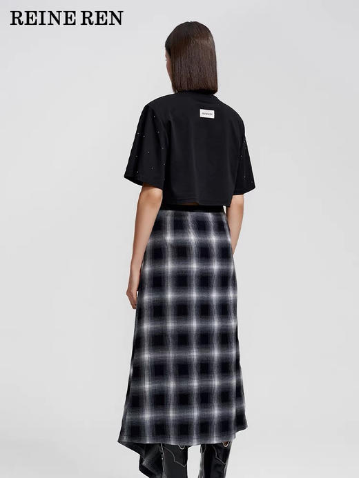 烫珠宽肩短款短袖上衣 商品图2