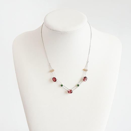 【天然正品】AU750白金镶钻镶3颗天然近全净体碧玺（吉祥、纳福）吊坠项链180924NJM20 现售价：4680 商品图5