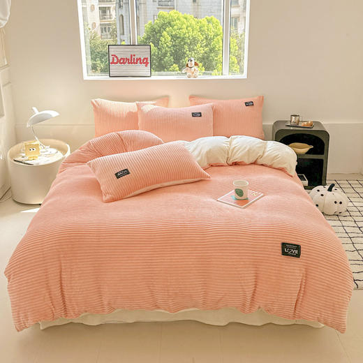 【A类牛奶魔法绒四件套】冬季保暖加厚双面纯色被套 珊瑚绒ins床笠三件套  商品图10