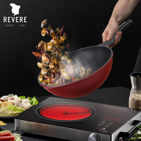 【小家电】Revere臻宝系列钛金带盖不粘锅中华炒锅钛金30CM不粘锅RWU-81130/YK HF