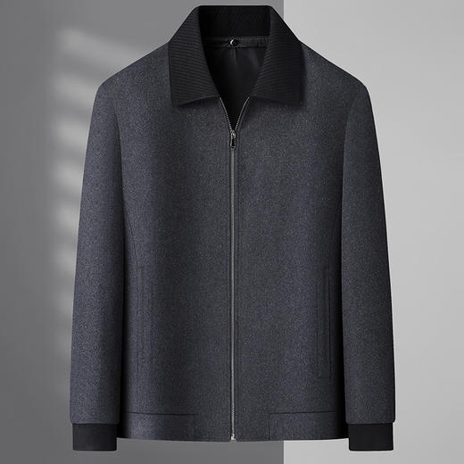 【领子可拆卸】【绵羊毛】【新款DWP】大依优型品质翻领绵羊毛呢大衣外套棒球领商务夹克男宽松加肥加大码上衣胖子休闲 商品图0