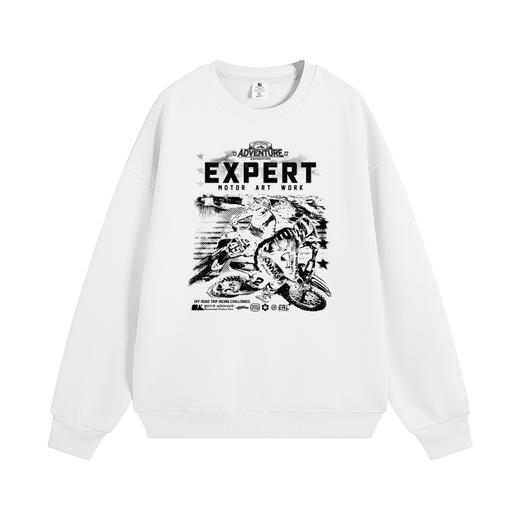 自由基地秋冬新品摩托赛事图设计印花长袖抓绒圆领套头卫衣加厚款 NMT-2186 商品图3