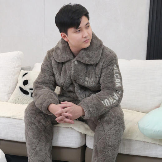 【199元1套】秋冬男士绒料家居服开衫套装--2243231 商品图1