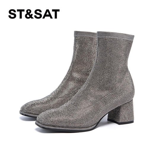 星期六精致细闪时尚粗跟瘦瘦靴SSC4116372 商品图6