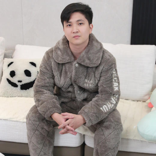 【199元1套】秋冬男士绒料家居服开衫套装--2243231 商品图0