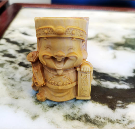 Q版财神财源广进°黄杨摆件 商品图0