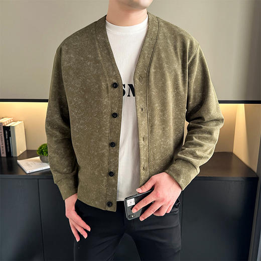 【新款DH】大依优型大码男装休闲潮流开衫纽扣V领夹克外套 商品图5