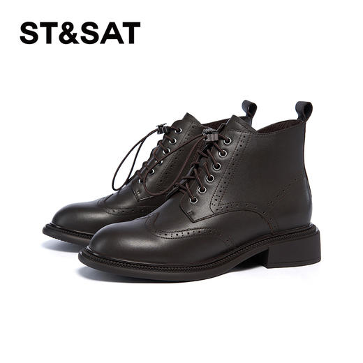 星期六英伦风蝴蝶扣饰免系带马丁靴SSC4116368 商品图4