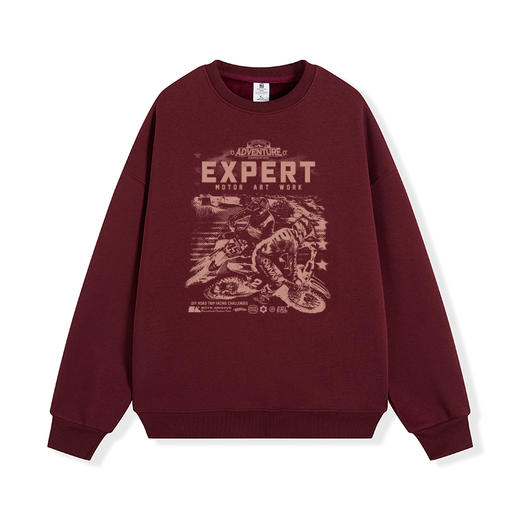 自由基地秋冬新品摩托赛事图设计印花长袖抓绒圆领套头卫衣加厚款 NMT-2186 商品图6