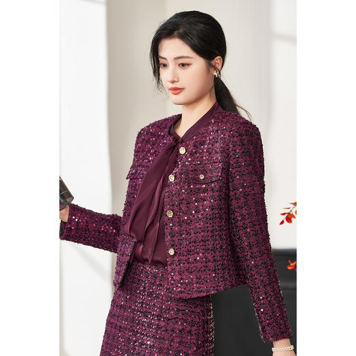 【浮光跃金小香外套】米思阳2026春季新款轻奢重工名媛风外套经典时尚气质小香风外套4075 商品图2