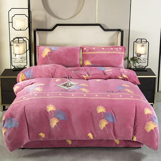 冬季【a类加厚牛奶绒四件套】牛奶绒被罩床单三件套机洗 中老年床单套装被套 商品图3