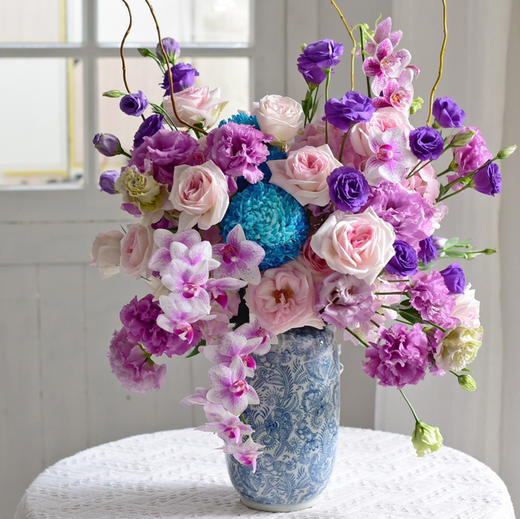 《紫气东来》牡丹菊藏宝图紫色桔梗新年插花 商品图2
