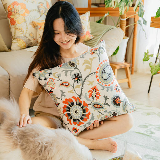 四季花园系列靠包抱枕客厅软包轻奢高级感复古午睡办公可拆洗定制 商品图3
