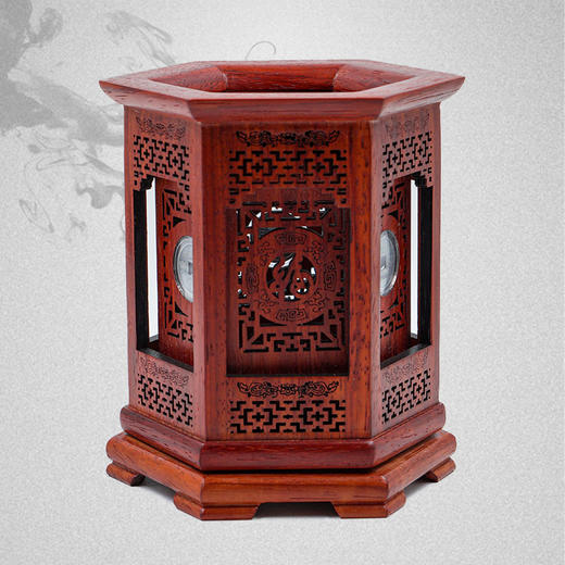 五帝送福笔筒套装  含5枚银质五帝钱，共10克足银 实木笔筒 商品图1