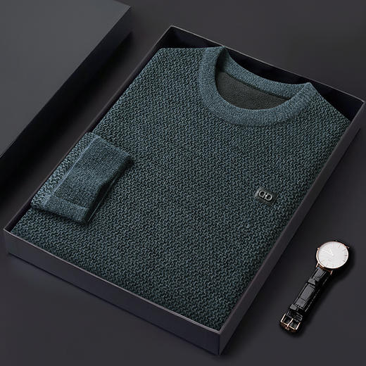 【加绒】【新款DWP】大依优型大码加绒卫衣圆领长袖加肥加大休闲运动上衣男打底衫胖子 商品图3