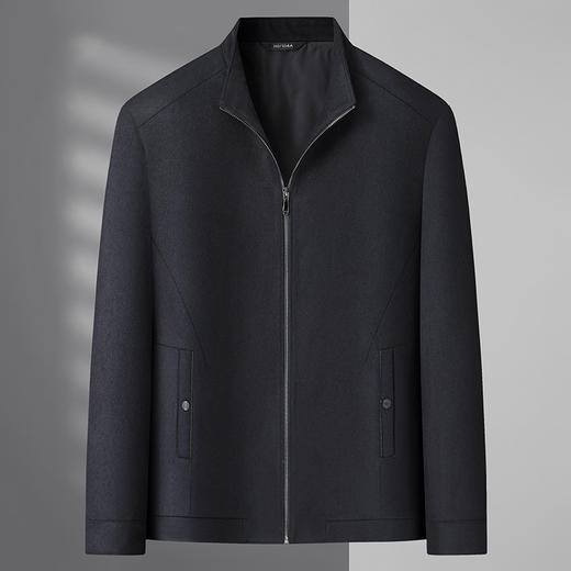 【绵羊毛】【新款DWP】大依优型品质绵羊毛呢大衣立领外套商务夹克男宽松加肥加大码上衣胖子正装休闲 商品图0