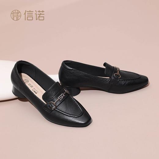 信诺舒适羊皮乐福鞋2024秋季新款休闲一脚蹬单鞋妈妈鞋女士小皮鞋X24Q032-75 商品图6