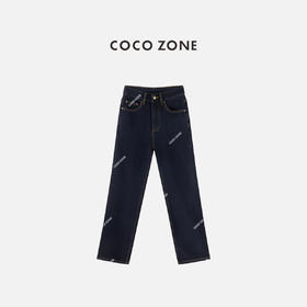 COCO ZONE 复古水洗百搭女牛仔裤简约休闲直筒裤CC1C1999