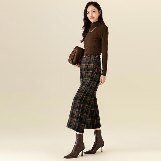 【高货xg】全新升级【铂金会员174/天猫229/差价55】(13618) 洛诗琳秋冬新款高腰阔腿垂感羊毛呢休闲直筒加厚格子裤 商品图1