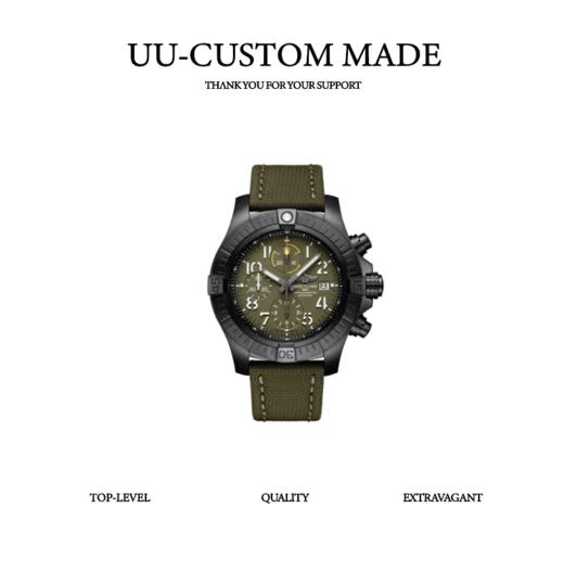 【百年灵复仇者系列】 自动机械机芯 深潜海狼夜间任务 男表 瑞表 45mm 绿色表盘牛皮表带（SP） 商品图0