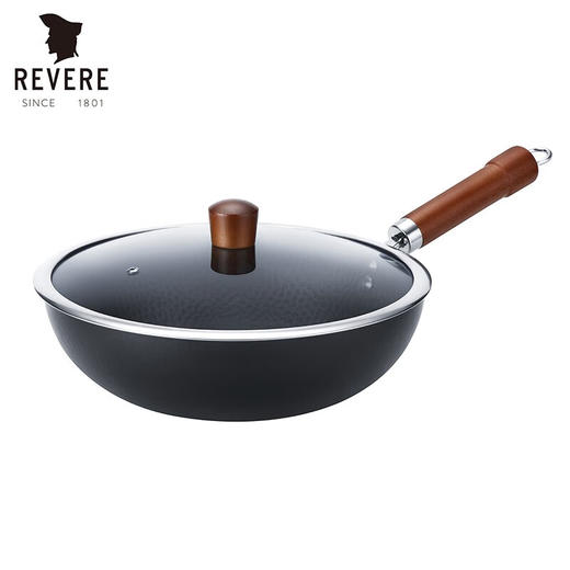 【小家电】Revere铁制30CM带盖中华炒锅物理不粘通用锻打铁锅RWS-D1130/YK HF 商品图2