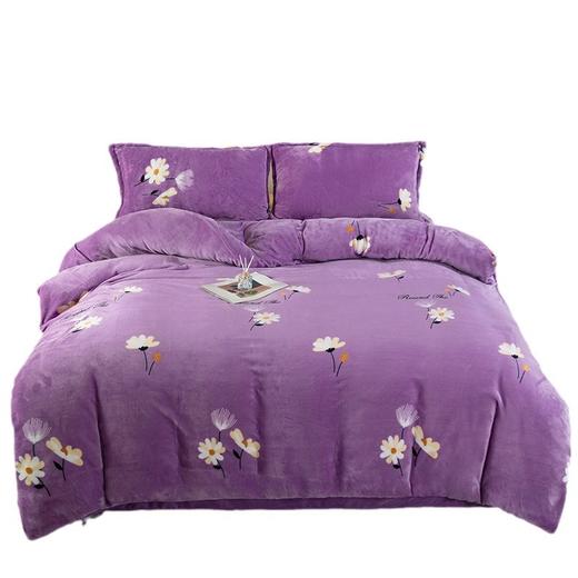 冬季【a类加厚牛奶绒四件套】牛奶绒被罩床单三件套机洗 中老年床单套装被套 商品图4