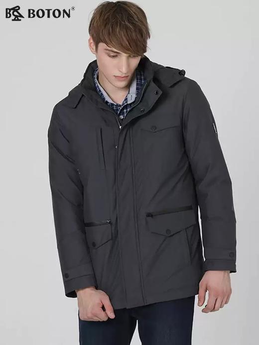 波顿男士黑色白鸭绒羽绒服中长棉服外套MC732518 商品图4