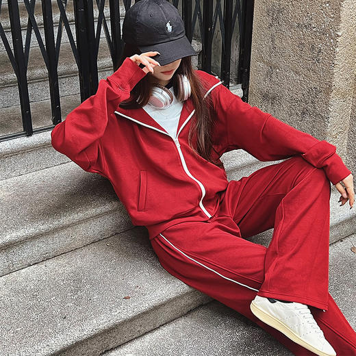 【顺丰包邮】99031 洛诗琳高定云朵肤感棉连帽外套休闲长裤两件套556 商品图4